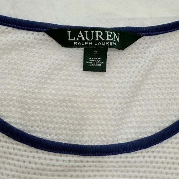 Lauren Ralph Lauren Women’s Sleeveless Navy Blue Top – Mesh Yoke, Size S - Picture 5 of 6